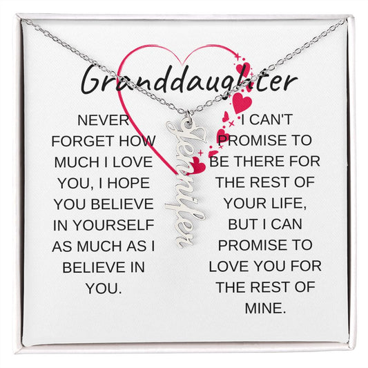 Granddaughter, Personalized Vertical Name Necklace