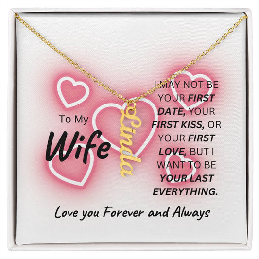 TO MY WIFE, PERSONALIZED VERTICAL NAME NECKLACE