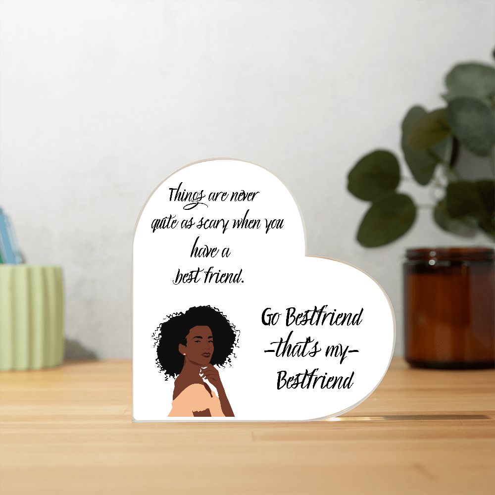 BESTFRIEND, PRINTED HEART SHAPED ACRYLIC PLAQUE