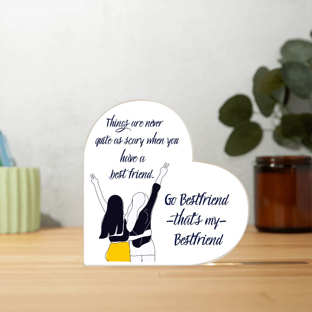 BESTFRIEND, PRINTED HEART SHAPED ACRYLIC PLAQUE