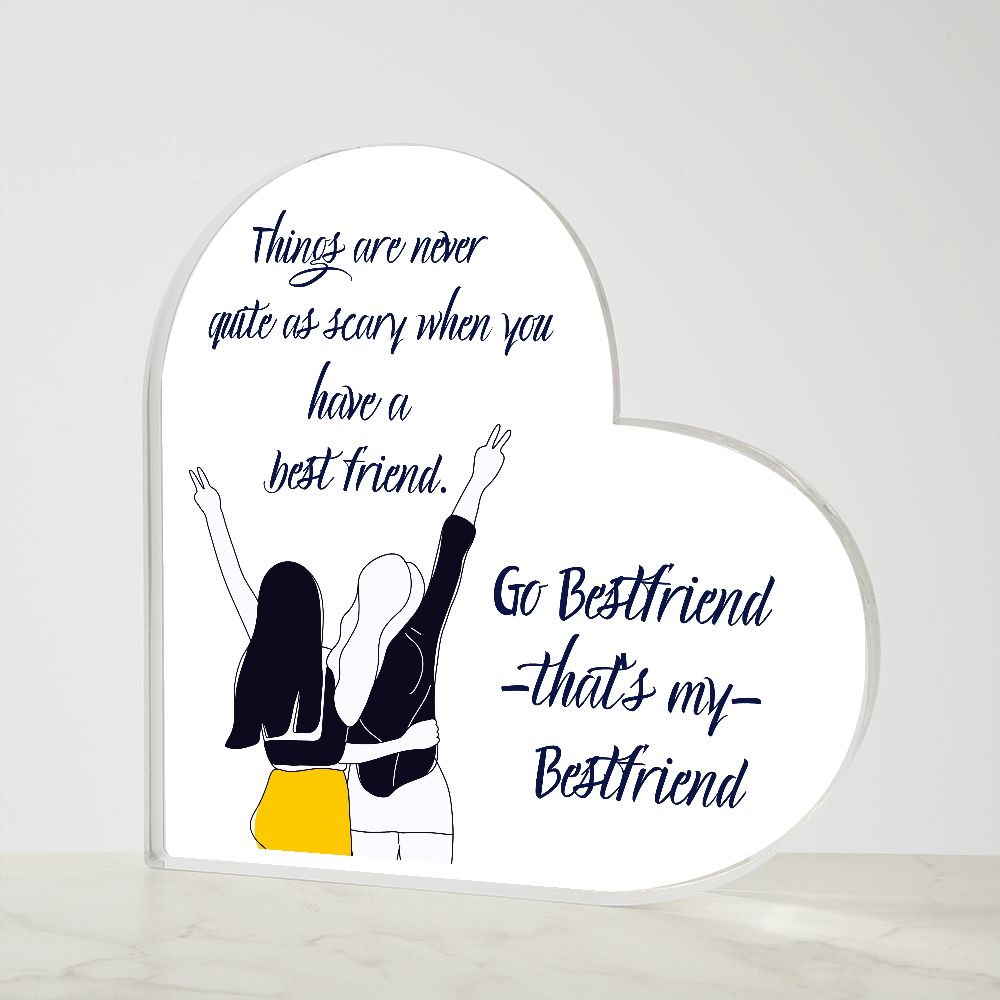 BESTFRIEND, PRINTED HEART SHAPED ACRYLIC PLAQUE