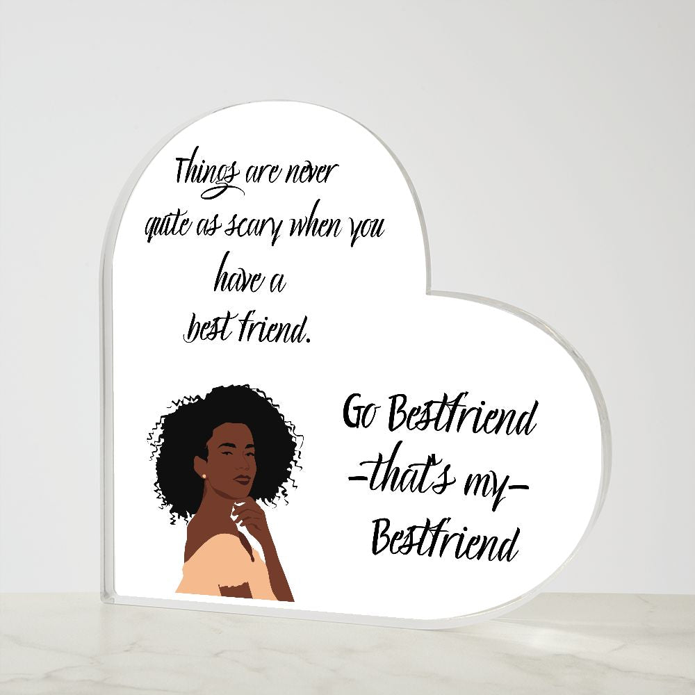 BESTFRIEND, PRINTED HEART SHAPED ACRYLIC PLAQUE