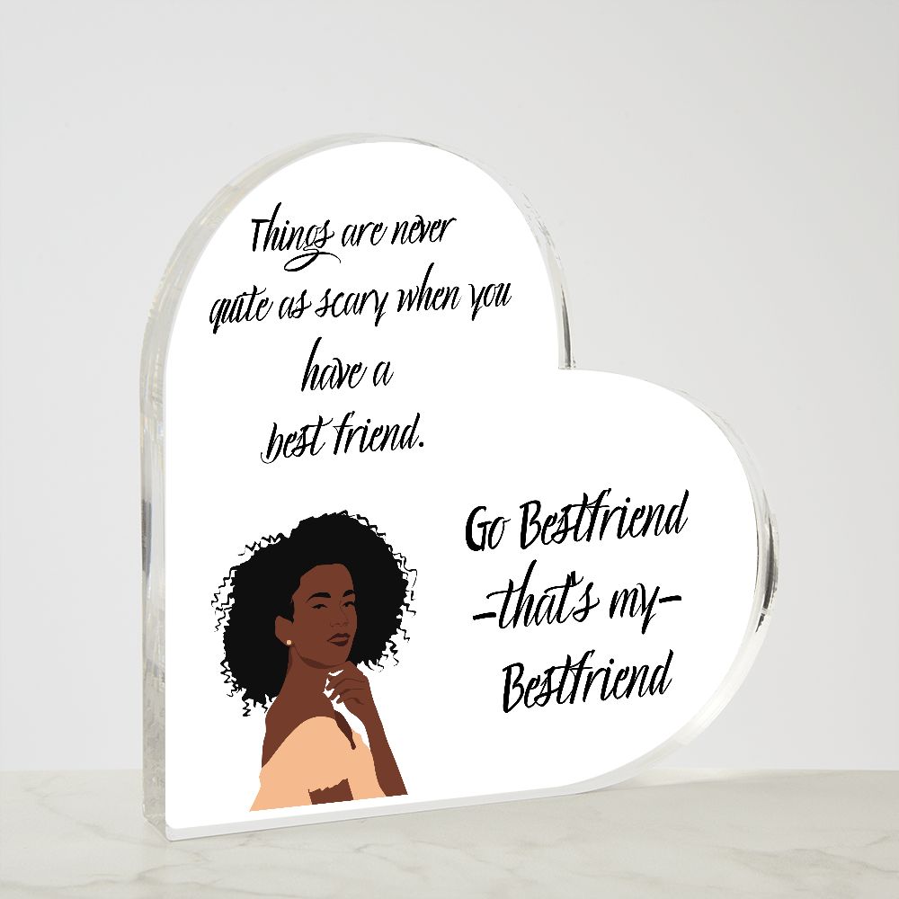 BESTFRIEND, PRINTED HEART SHAPED ACRYLIC PLAQUE