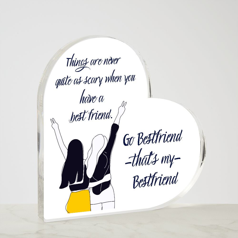 BESTFRIEND, PRINTED HEART SHAPED ACRYLIC PLAQUE