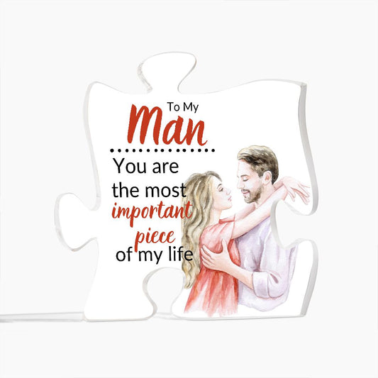 TO MY MAN, PRINTED ACRYLIC PUZZLE PLAQUE