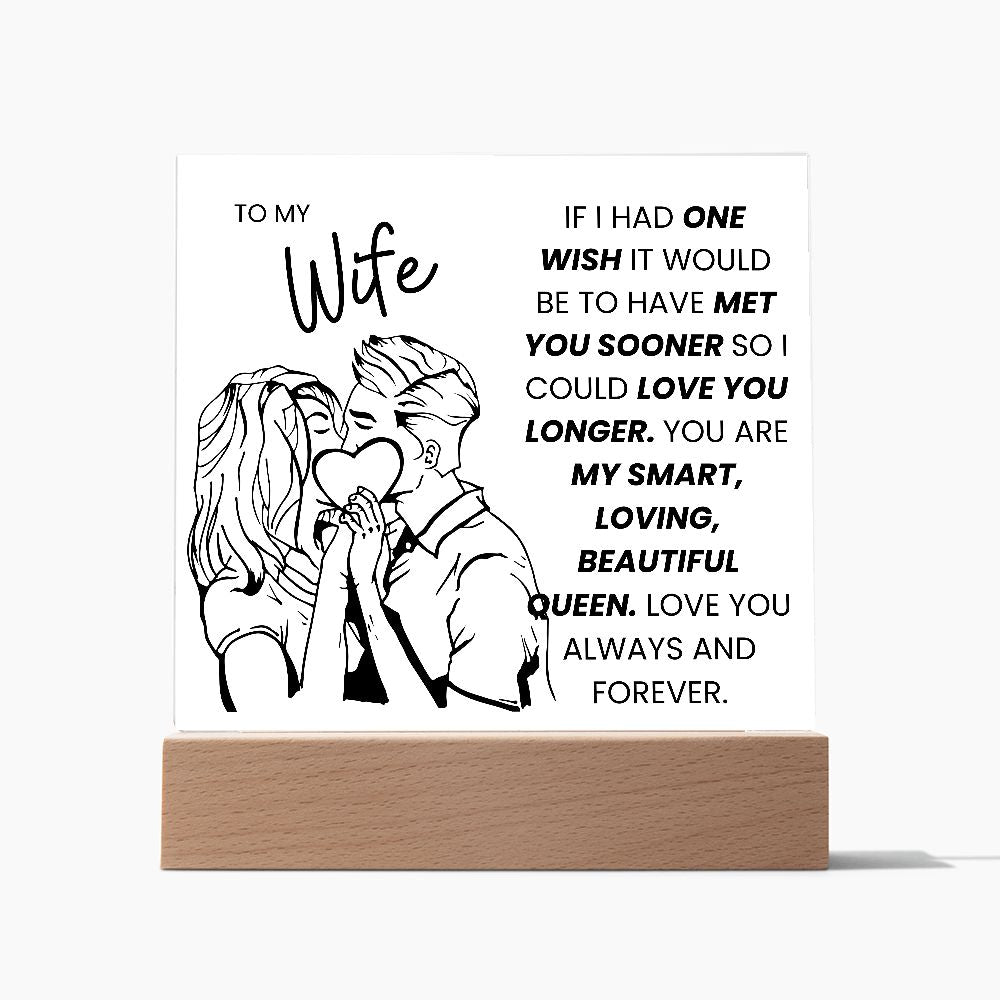 TO MY WIFE, BEAUTIFUL QUEEN,  SQAURE ACRYLIC PLAQUE