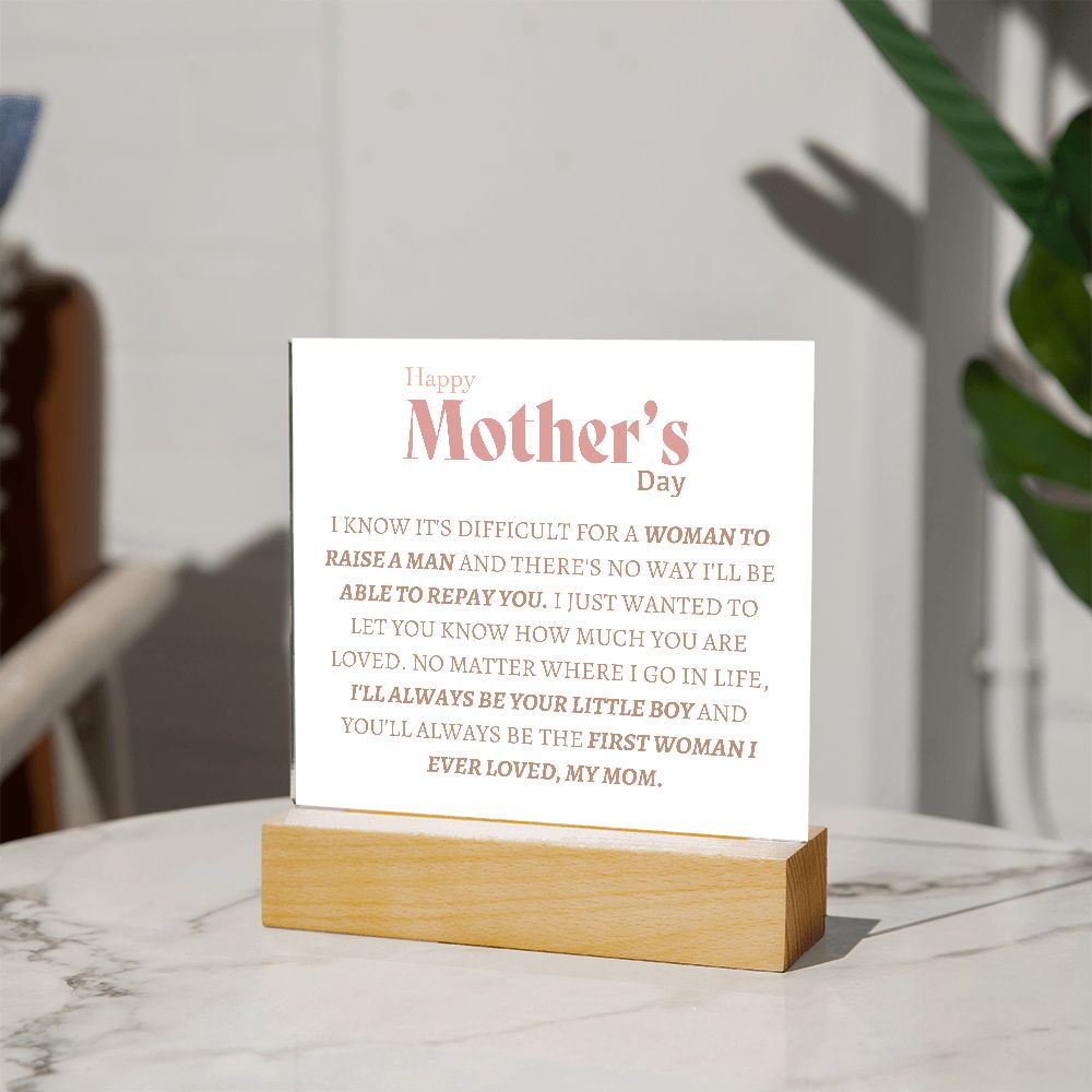 HAPPY MOTHERS DAY,  SQAURE ACRYLIC PLAQUE