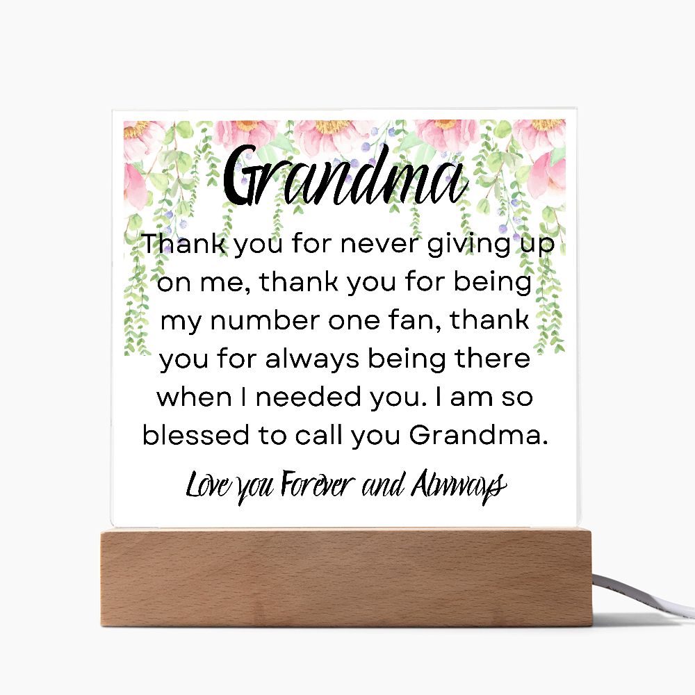 GRANDMA THANK YOU,  SQAURE ACRYLIC PLAQUE