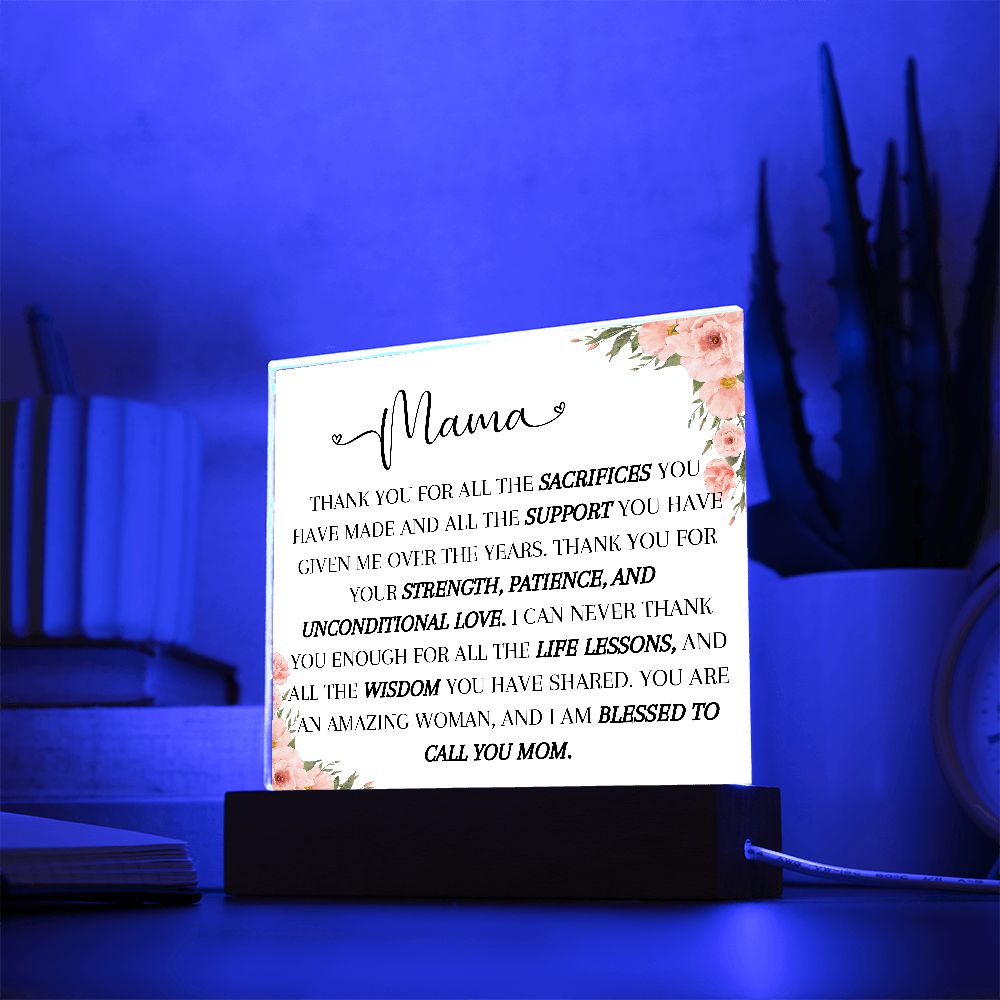 MAMA, THANK YOU,  SQAURE ACRYLIC PLAQUE