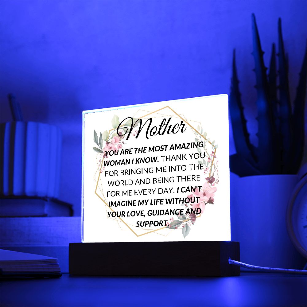 MOTHER, AMAZING WOMAN,  SQAURE ACRYLIC PLAQUE