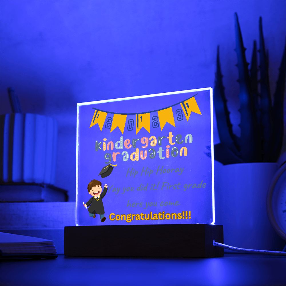 KINDERGARTEN GRADUATION, SQUARE ACRYLIC PLAQUE