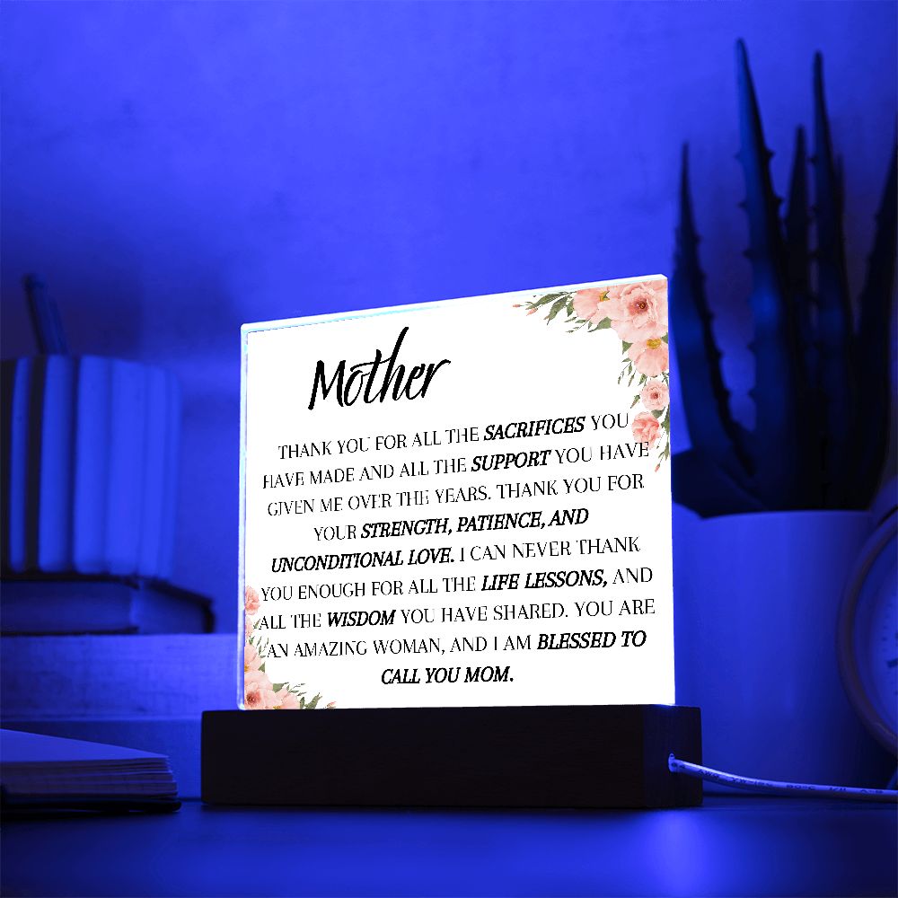 MOTHER THANK YOU, SQAURE ACRYLIC PLAQUE