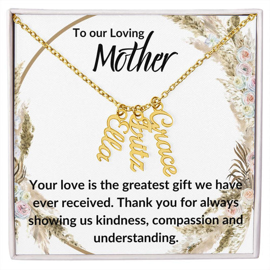 To Our Loving Mother, Multi-Name Necklace Available in 2, 3 or 4 Names