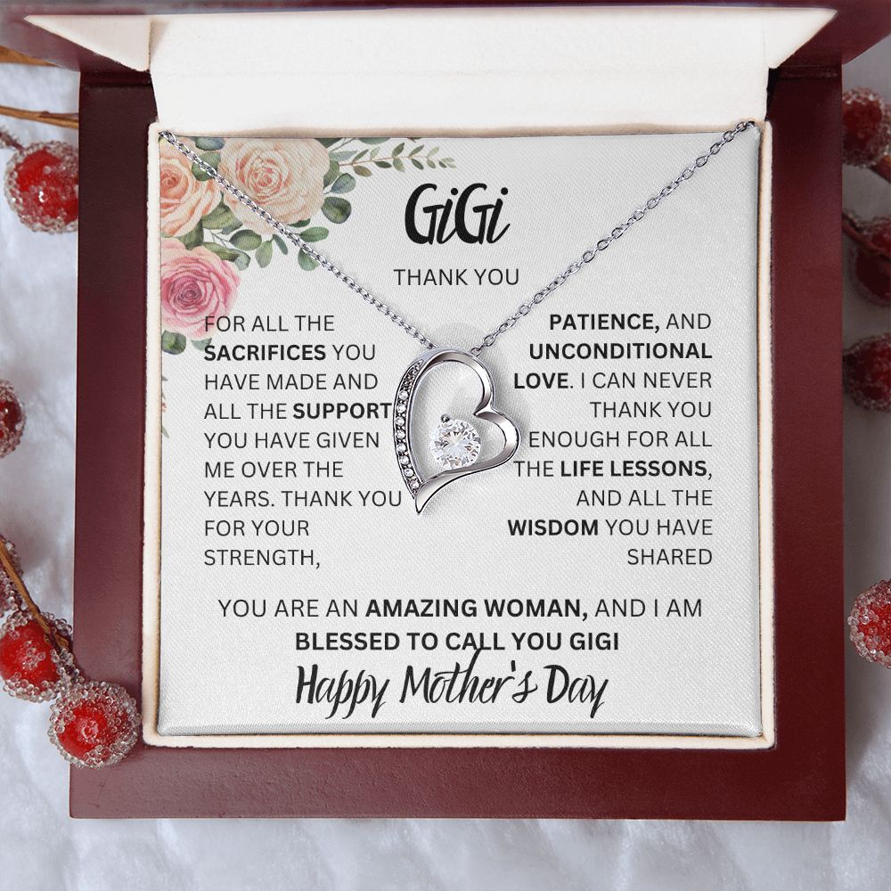 GIGI THANK YOU, FLOWERS HAPPY MOTHERS DAY, FOREVER LOVE NECKLACE