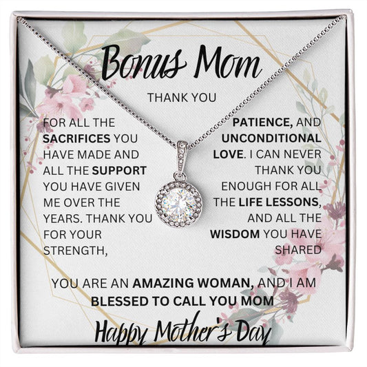 BONUS MOM, THANK YOU, HAPPY MOTHERS DAY, ETERNAL HOPE NECKLACE