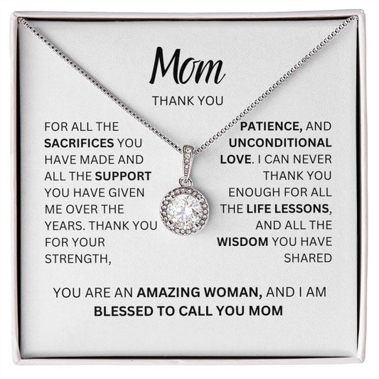 MOM THANK YOU, BLESSED, ETERNAL HOPE NECKLACE