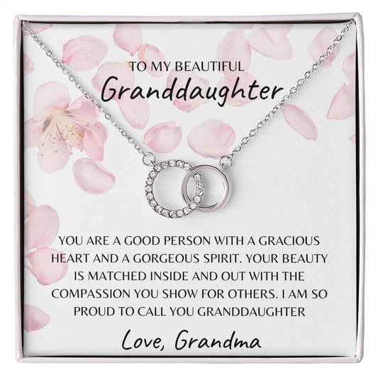 To My Beautiful Granddaughter, Gracious Heart, Love Grandma, Perfect Pair Necklace