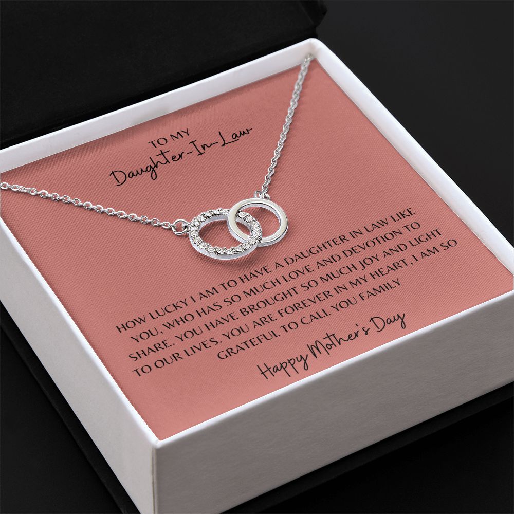 TO MY DAUGHTER IN LAW, HAPPY MOTHERS DAY PINK, PERFECT PAIR NECKLACE