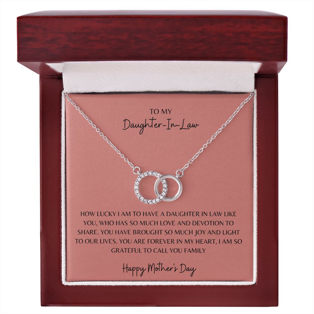 TO MY DAUGHTER IN LAW, HAPPY MOTHERS DAY PINK, PERFECT PAIR NECKLACE