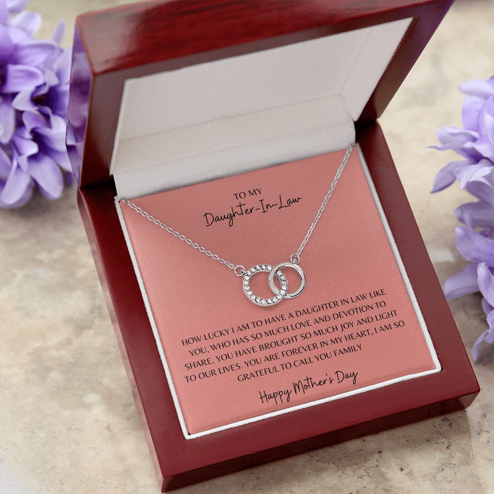 TO MY DAUGHTER IN LAW, HAPPY MOTHERS DAY PINK, PERFECT PAIR NECKLACE