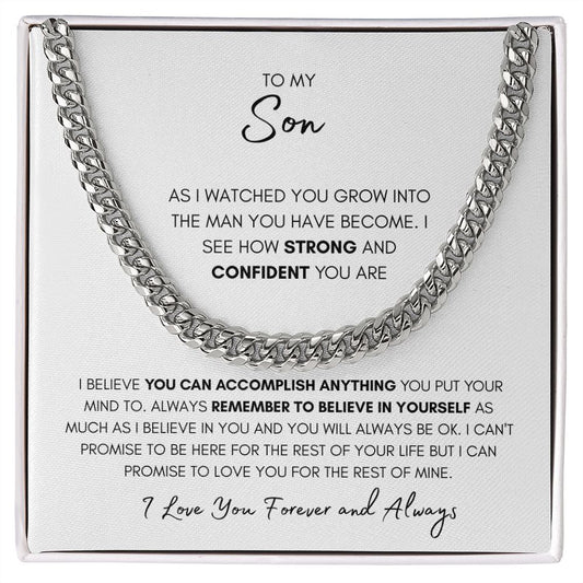 TO MY SON, LOVE YOU FOREVER, CUBAN LINK CHAIN