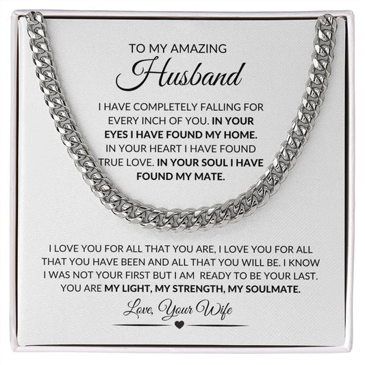 TO MY AMAZING HUSBAND, LOVE YOUR WIFE, CUBAN LINK CHAIN
