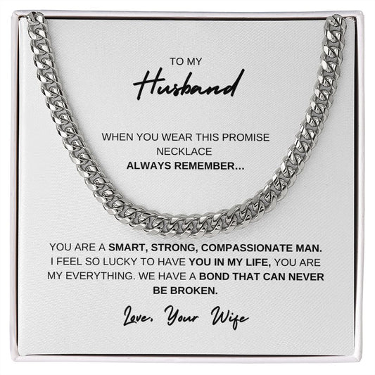 TO MY HUSBAND, PROMISE NECKLACE, LOVE YOUR WIFE, CUBAN LINK CHAIN