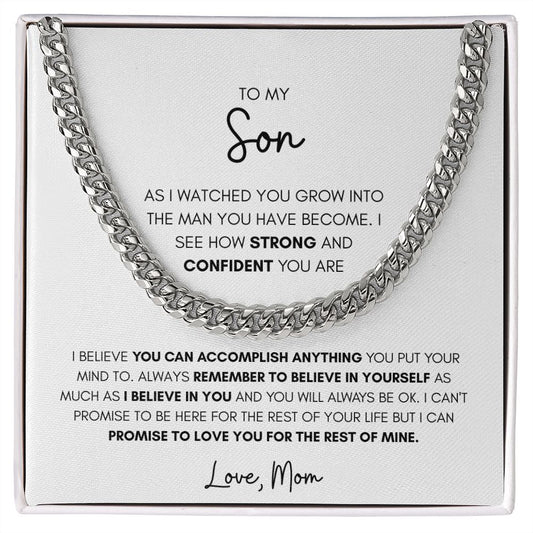 TO MY SON, LOVE MOM, CUBAN LINK CHAIN