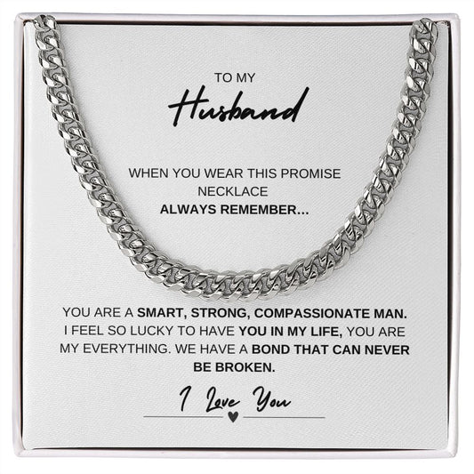 TO MY HUSBAND, PROMISE NECKLACE, LOVE YOU, CUBAN LINK CHAIN