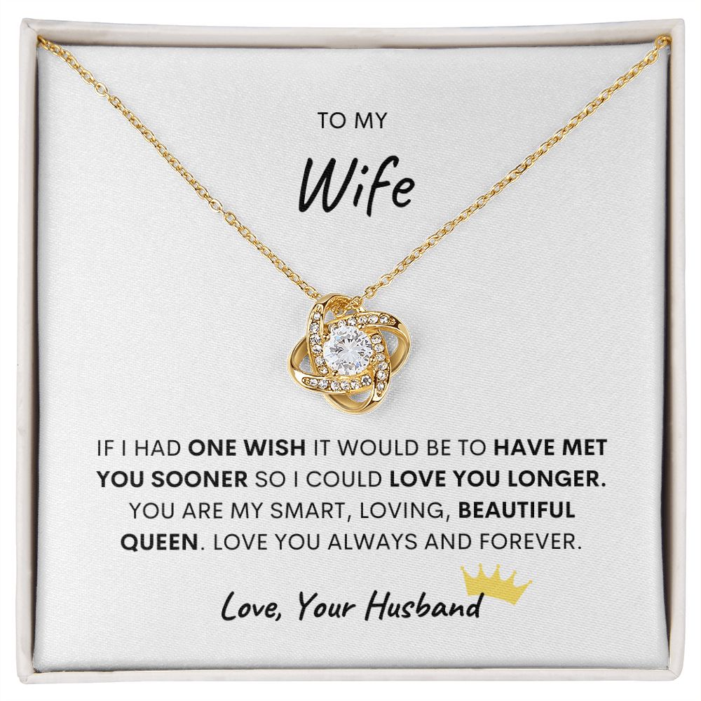 TO MY WIFE, LOVE YOUR HUSBAND, LOVE KNOT NECKLACE