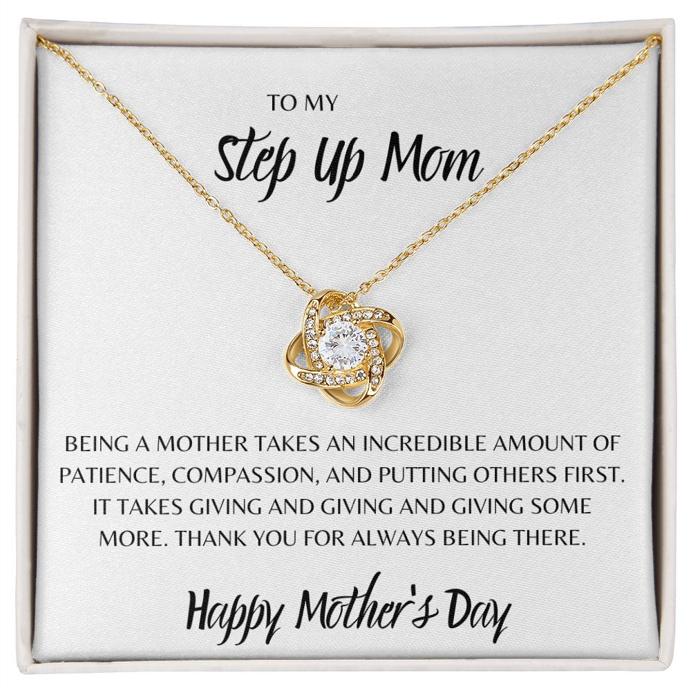 TO MY STEP UP MOM, HAPPY MOTHERS DAY, LOVE KNOT NECKLACE