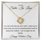 TO MY SISTER IN LOVE, HAPPY MOTHERS DAY, LOVE KNOT NECKLACE
