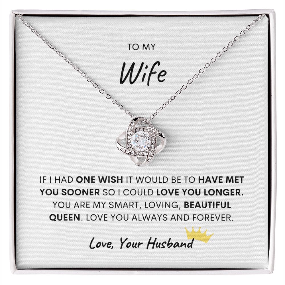 TO MY WIFE, LOVE YOUR HUSBAND, LOVE KNOT NECKLACE