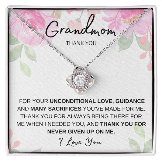 Grandmom Thank You, I Love You, Love Knot Necklace