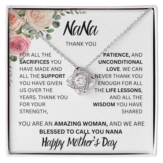 NA-NA WE THANK YOU, HAPPY MOTHERS DAY, LOVE KNOT NECKLACE