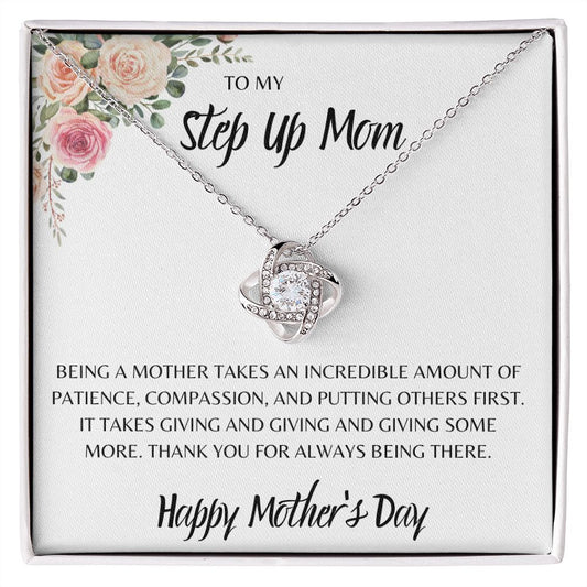 TO MY STEP UP MOM, HAPPY MOTHERS DAY, LOVE KNOT NECKLACE