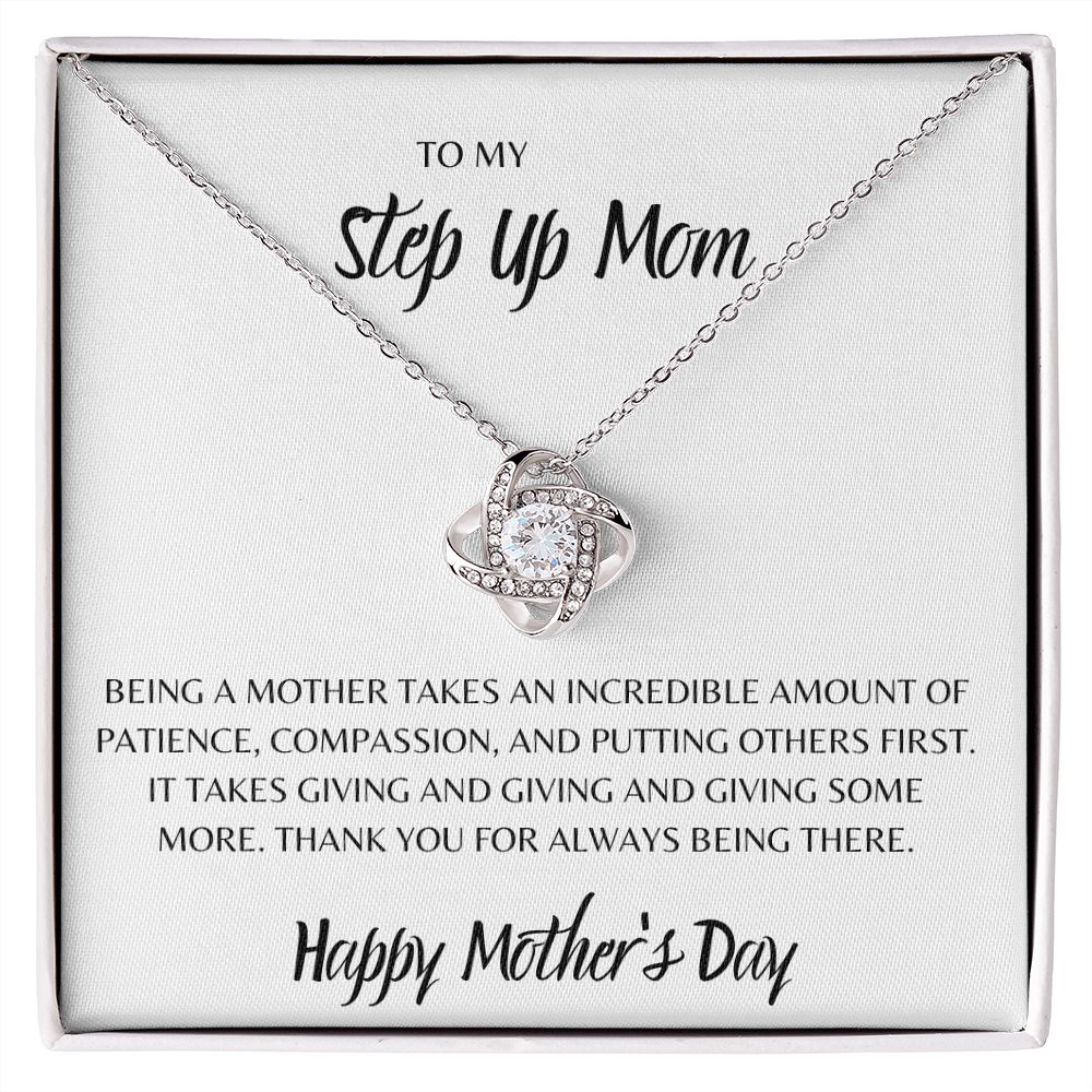 TO MY STEP UP MOM, HAPPY MOTHERS DAY, LOVE KNOT NECKLACE