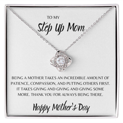 TO MY STEP UP MOM, HAPPY MOTHERS DAY, LOVE KNOT NECKLACE