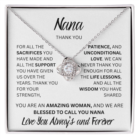 NANA WE THANK YOU, LOVE ALWAYS, LOVE KNOT NECKLACE