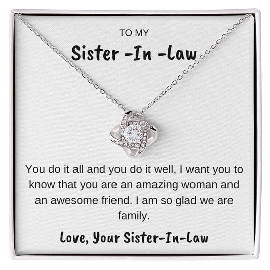To My Sister In Law, Love Your Sister In Law, Love Knot Necklace