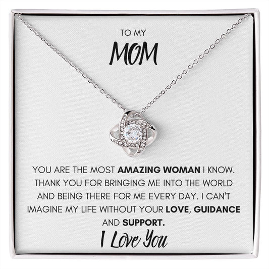TO MY MOM, I LOVE YOU, LOVE KNOT NECKLACE