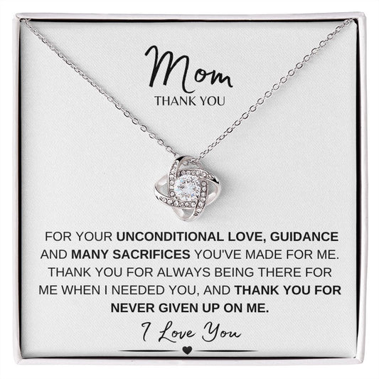 MOM THANK YOU, I LOVE YOU, LOVE KNOT NECKLACE