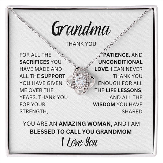 GRANDMA THANK YOU, I LOVE YOU, LOVE KNOT NECKLACE