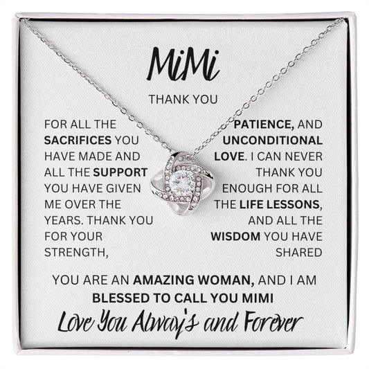 MIMI THANK YOU, LOVE ALWAYS, LOVE KNOT NECKLACE