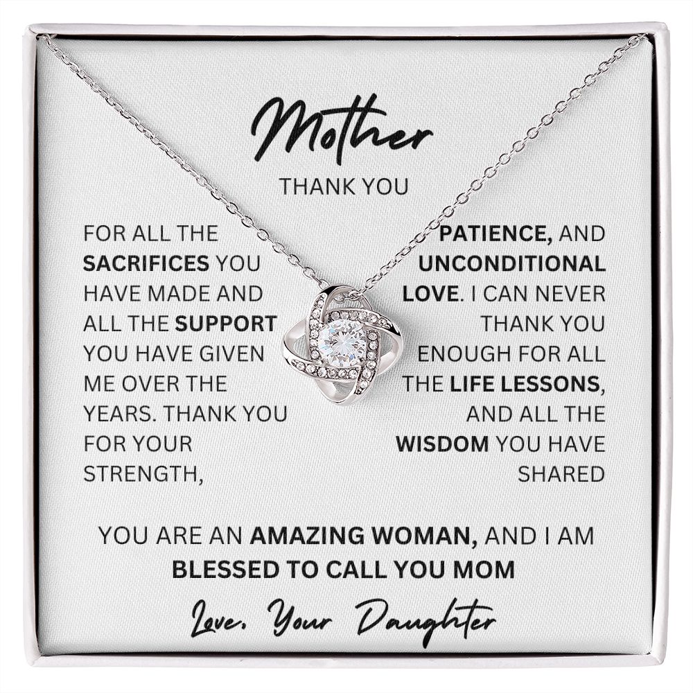 MOTHER THANK YOU, LOVE KNOT NECKLACE