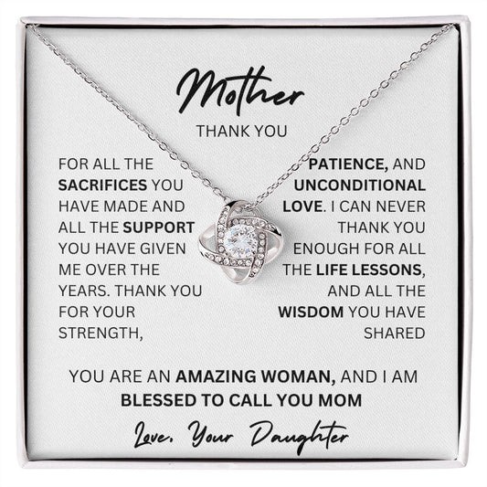 MOTHER THANK YOU, LOVE KNOT NECKLACE