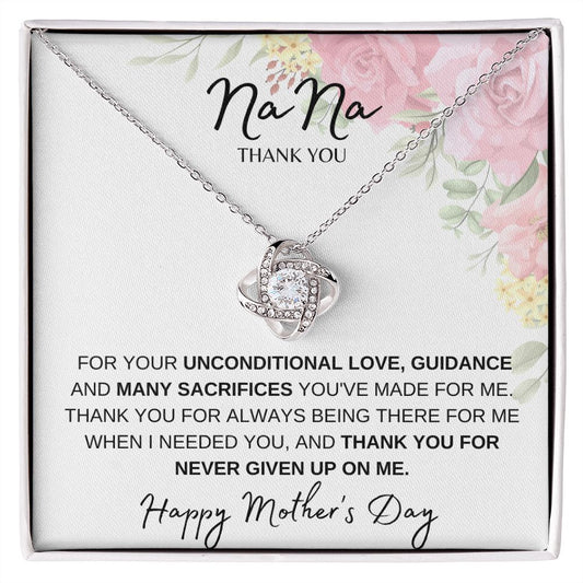 NA NA THANK YOU, HAPPY MOTHERS DAY, LOVE KNOT NECKLACE