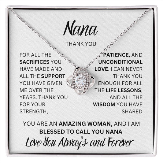 NANA THANK YOU, LOVE ALWAYS, LOVE KNOT NECKLACE