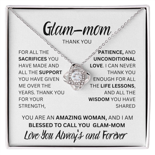 GLAM MOM THANK YOU, LOVE ALWAYS, LOVE KNOT NECKLACE