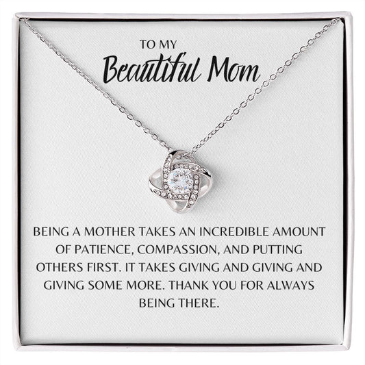 TO MY BEAUTIFUL MOM, LOVE KNOT NECKLACE